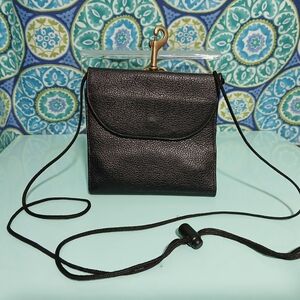 J.P. Ourse & Cie Sleek Black Crossbody Bag with Flap Closure
